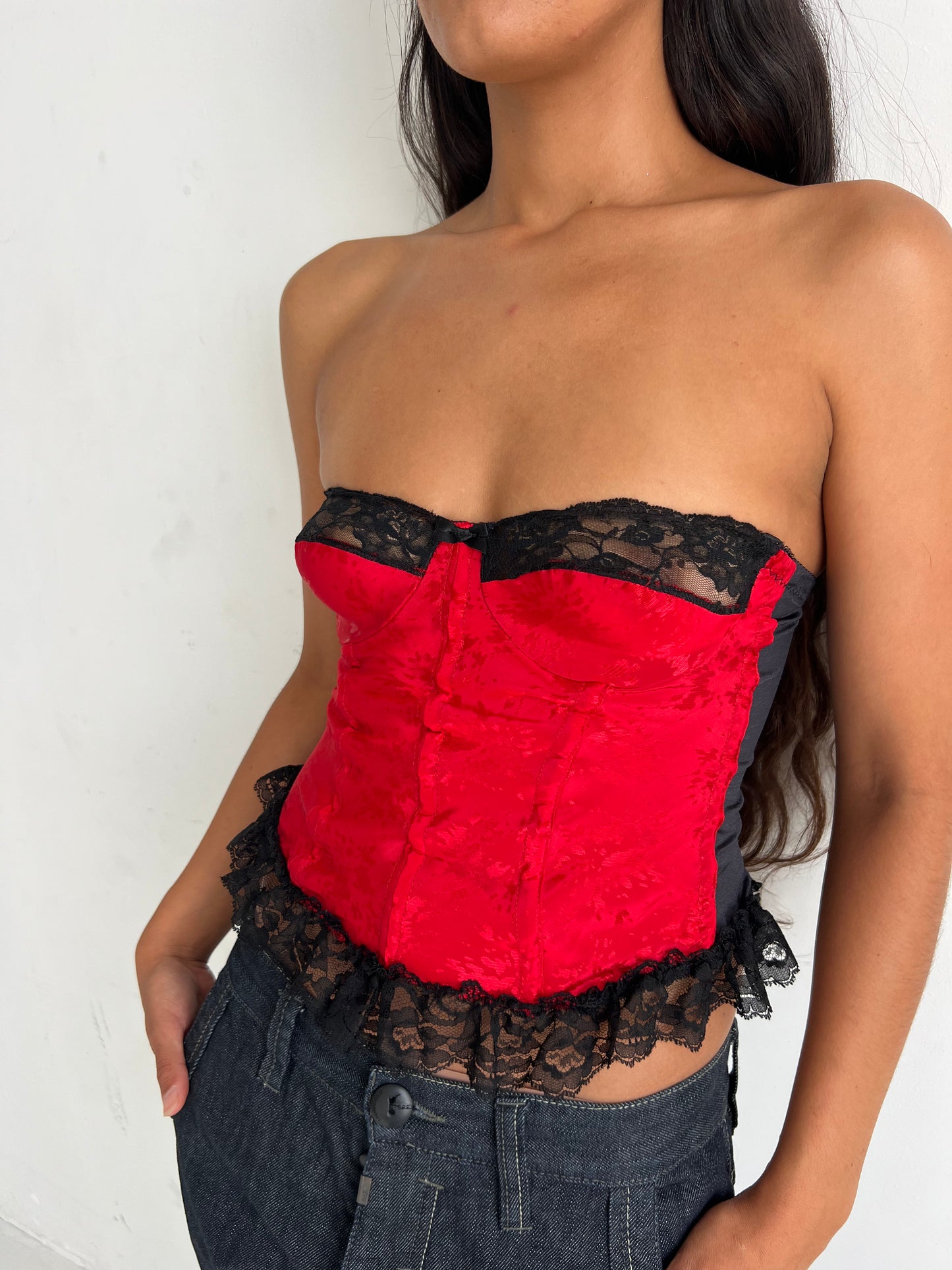 satin lace top