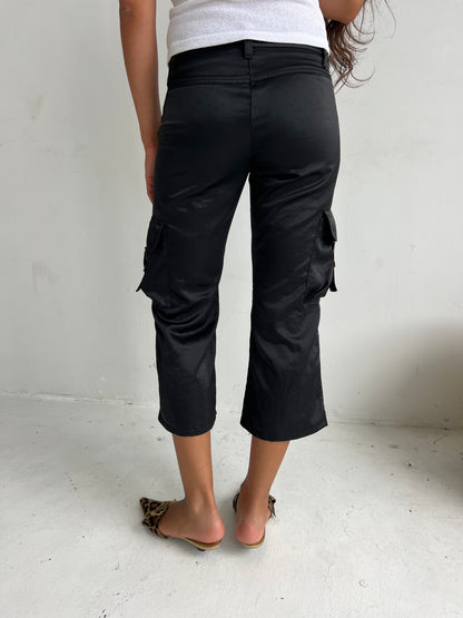 satin cargo capri